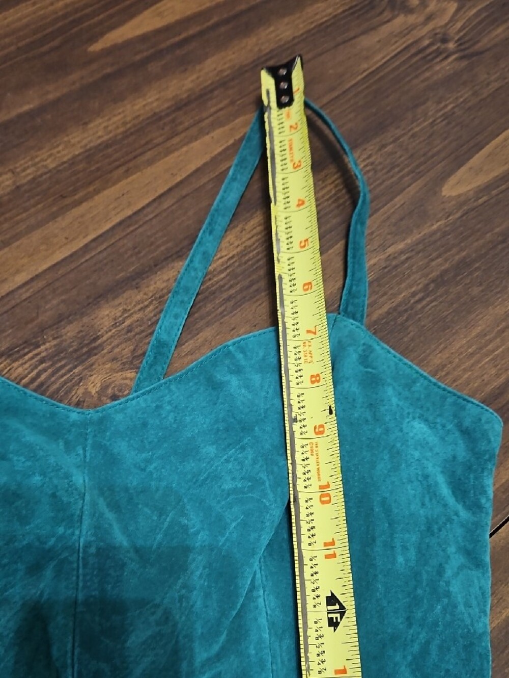 Vintage Wilsons Leather Teal Green Suede Asymmetrical Mini Dress - Picture 4 of 12